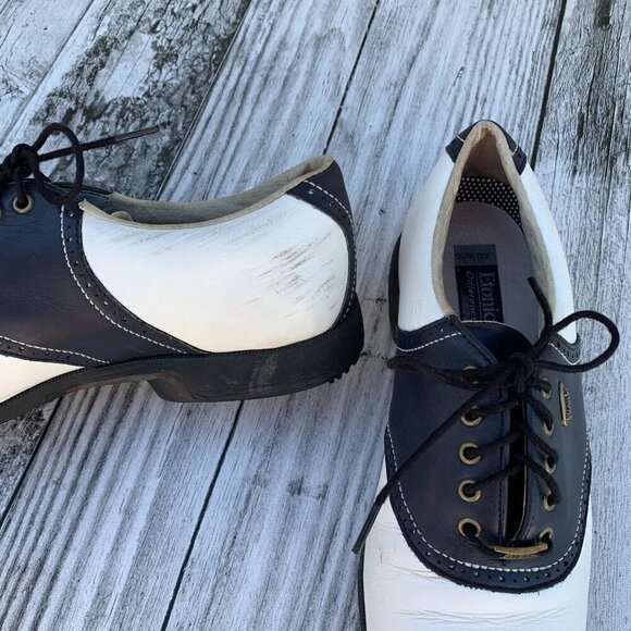 Etonic Difference Vintage Gore-Tex White Navy Leather Golf Shoes Women's 8.5 - Picture 9 of 12